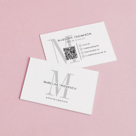Modern Grått Monogram QR-kod Visitkort