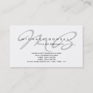 Modern Grått Monogram White-Affärskort Visitkort