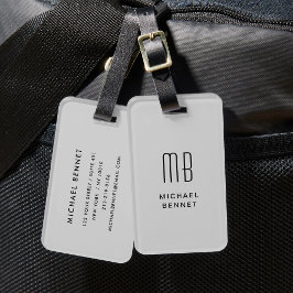 Modern Grått Monogrammed Bagagebricka