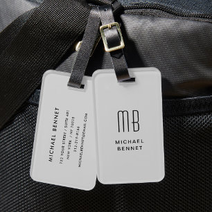 Modern Grått Monogrammed Bagagebricka