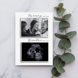 Modern Grått Mummy Gravid Reveal Ultrasound Inbjudningar