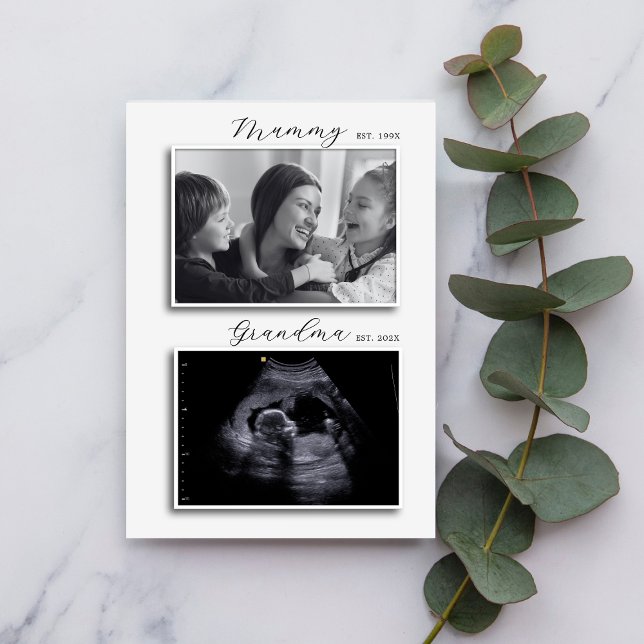 Modern Grått Mummy Gravid Reveal Ultrasound Inbjudningar (Skapare uppladdad)