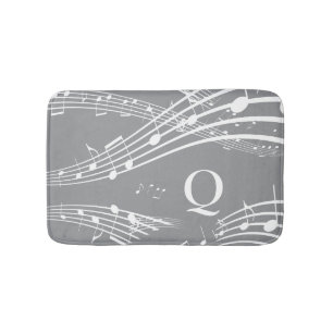 Modern Grått Musik noter Monogram Bath Mat Badrumsmatta