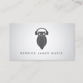 Modern Grått Night Uggla Logotyp DJ, Band, Musicia Visitkort