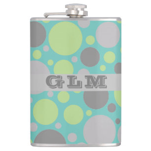 Modern Grått och Grönt Bubbles Monogram Fickplunta
