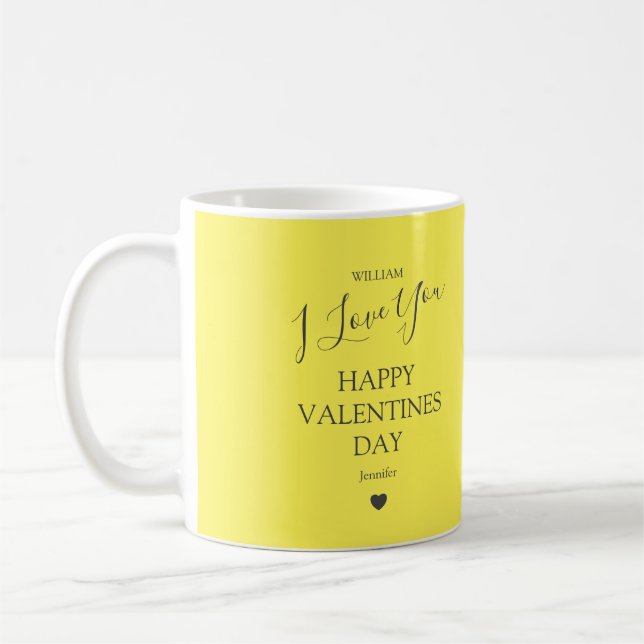 Modern Grått och Gult Photo Valentines day Kaffemugg (Vänster)