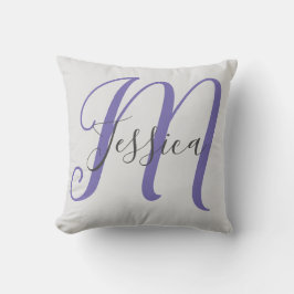 Modern Grått och Lila Monogram Kudde