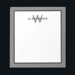Modern Grått och svart Monogram Anteckningsblock<br><div class="desc">Det här moderna monogrammet har ett ram av grått och svart med ett matchande svart och grått monogram som du kan anpassa med ditt val av namn och början.</div>