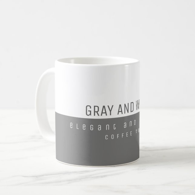 modern grått och vit minimalistisk elegant kaffemugg (Framsida vänster)