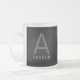 Modern Grått och vit monogrammad kaffe Mugg