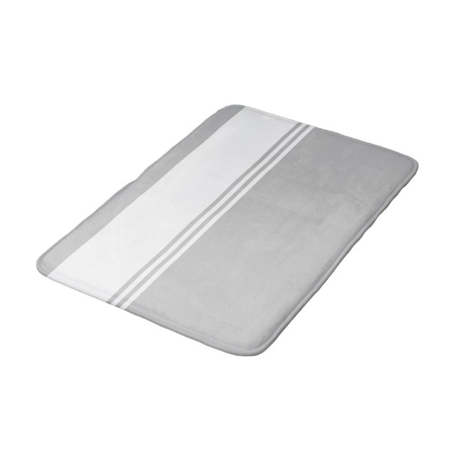 Modern Grått och vit randig Badrumsmatta (Vinklad)