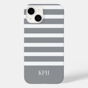 Modern Grått och Vita Rand med Monogram