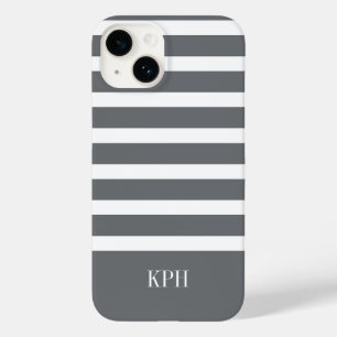 Modern Grått och Vita Rand med Monogram