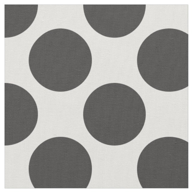 Modern Grått och vitt stort Polka dots Tyg (Närbild)