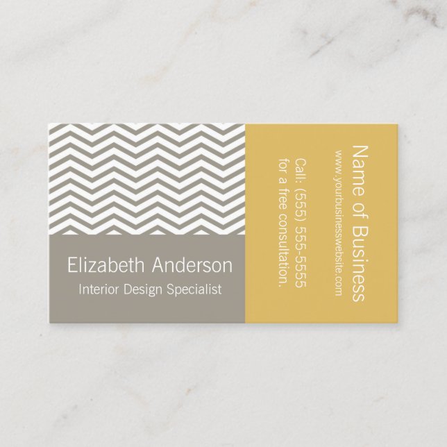 Modern Grått och White Chevron Insida Designer Visitkort (Framsida)