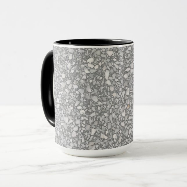 Modern Grått och White Terrazzo Mugg (Framsida vänster)