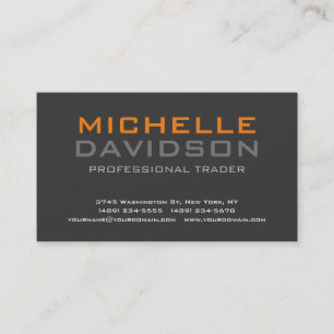 Modern Grått Orange fet text - minimalistisk Elega Visitkort