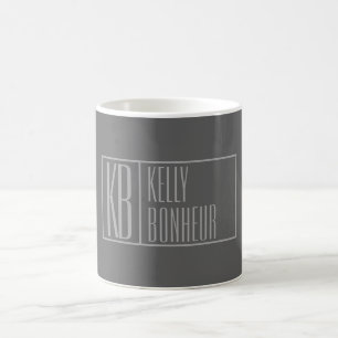 Modern, Grått på Mörk Grått, Initialer och Namn Lo Kaffemugg