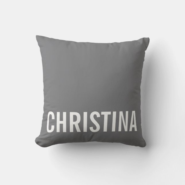 Modern Grått Personlig Namn Pillow Kudde (Framsida)