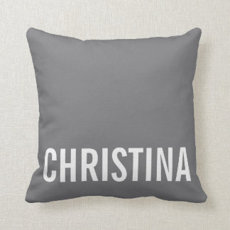 Modern Grått Personlig Namn Pillow Kudde
