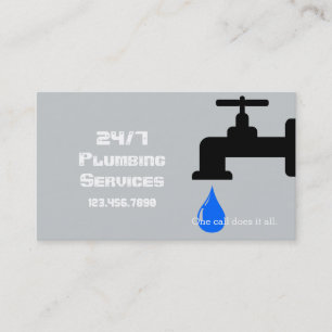 Modern Grått Plumber Faucet Vatten Visitkort
