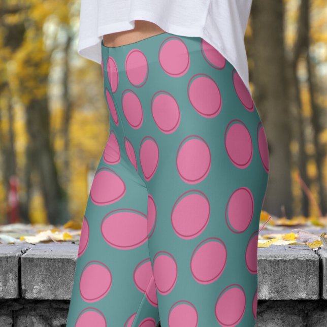 Modern Grått Polka Dot Mönster Leggings (Polka Dot on Slate Gray Leggings)