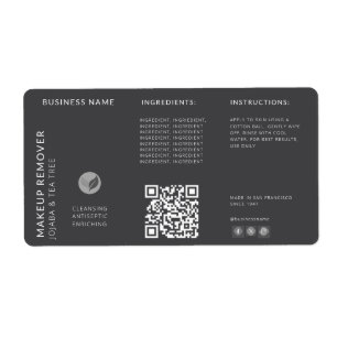 Modern Grått QR Code Wraparound Flaska Ingredient Fraktsedel