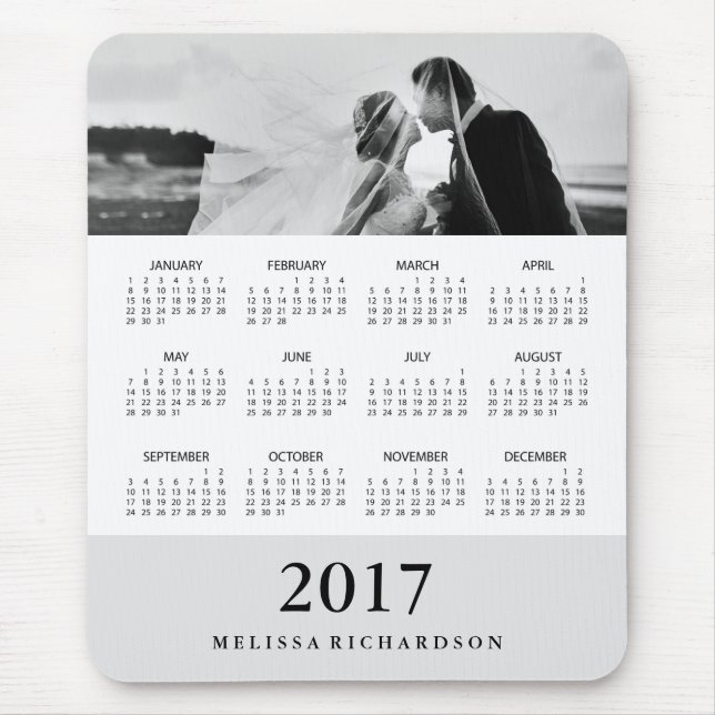 Modern Grått Rand 2017-kalender och foto Musmatta (Framsidan)