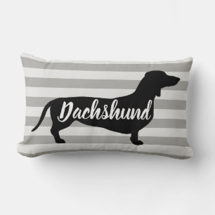 Modern Grått Rand Dachshund Hund Lumbarkudde