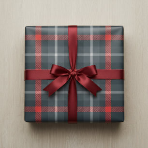 Modern Grått & Red Tartan: Sleek Play Presentpapper