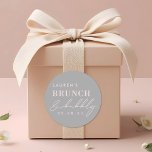 Modern Grått Rosa Brunch och Bubly Möhippa Runt Klistermärke<br><div class="desc">Anpassningsbar-designade möhippa-klistermärken med modern rosa och grått-utformning för eleganten.</div>