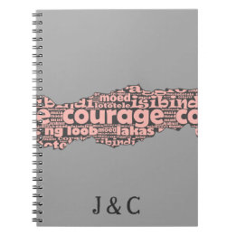 Modern Grått & Rosa Courage Typography Anteckningsbok