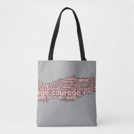 Modern Grått & Rosa Courage Typography Tygkasse