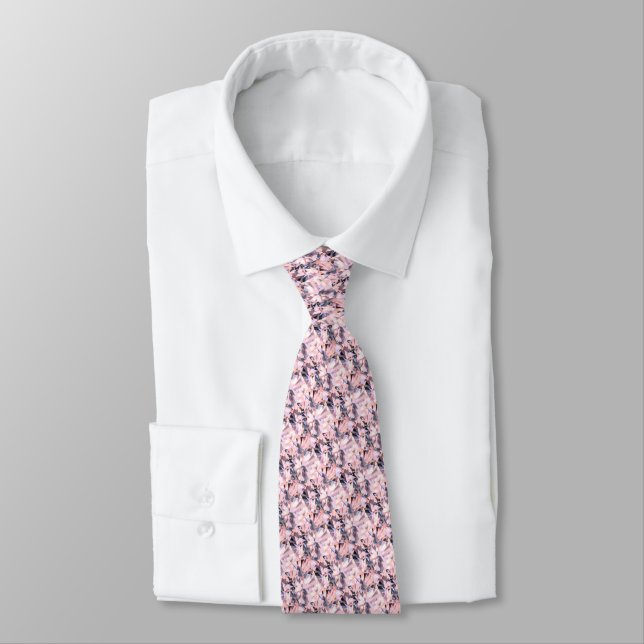 Modern Grått & Rosa Fractal Gem Art Neck Tie Slips (Bunden)