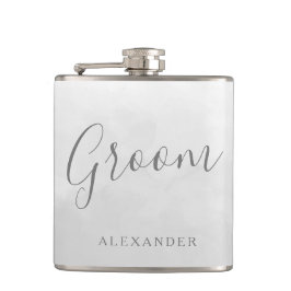 Modern Grått Silver Grooms Wedding Favor Namn Gift Fickplunta