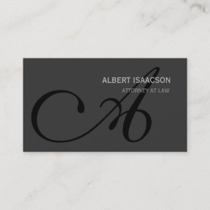 Modern Grått Simple Black Monogram-Affärskort Visitkort