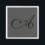 Modern Grått Simple Monogram Lägg till ditt namn f Pappersservett<br><div class="desc">Modern Professionell - enkel design.</div>