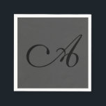 Modern Grått Simple Monogram Lägg till ditt namn f Pappersservett<br><div class="desc">Modern Professionell - enkel design.</div>