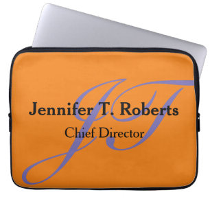 Modern grått-skriptmonogram med enkelt trendig laptop fodral