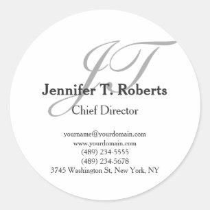 Modern grått-skriptmonogram med enkelt trendig runt klistermärke