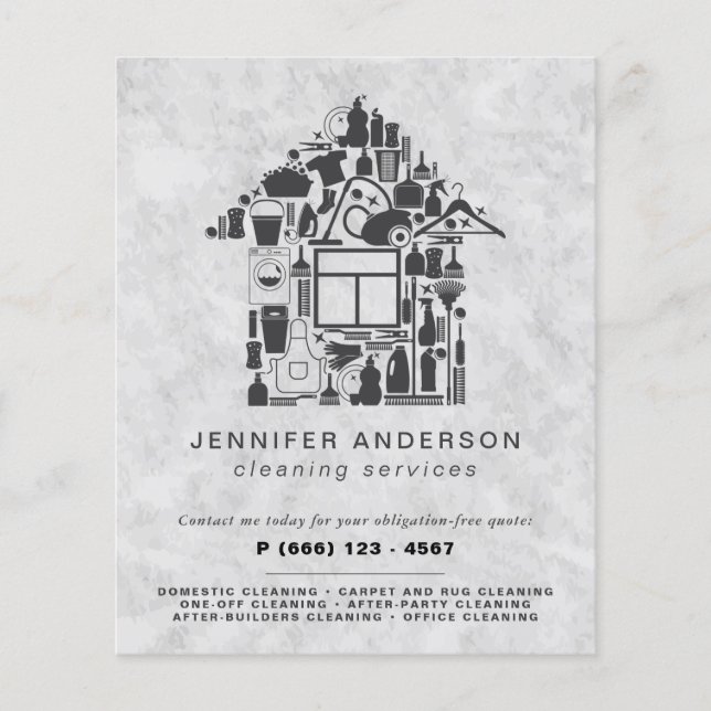 Modern Grått Städning Flygblad (Framsidan)