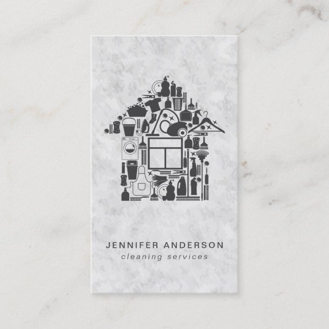 Modern Grått Städning Visitkort (Framsida)