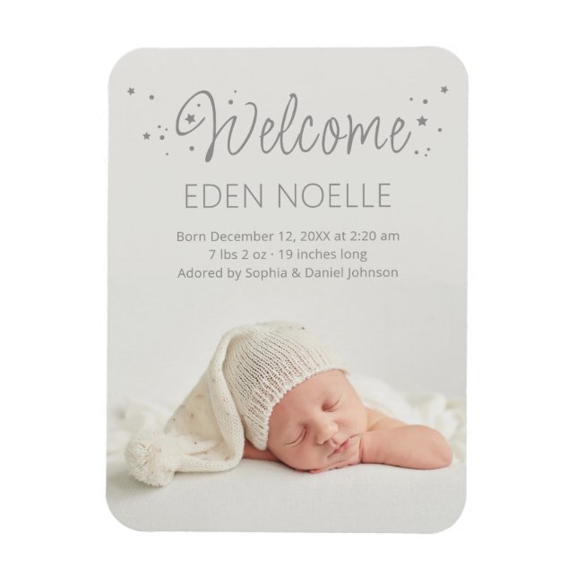 Modern Grått Stardust Baby annonsfoto Magnet (Vertikal)