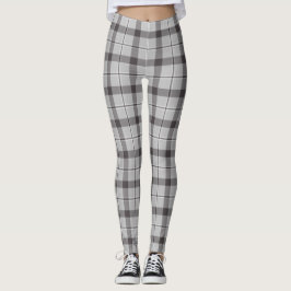 Modern Grått Tartan Mönster Leggings