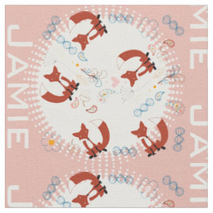 Modern Grått Teal Rosa Personlig Fox Mönster Tyg