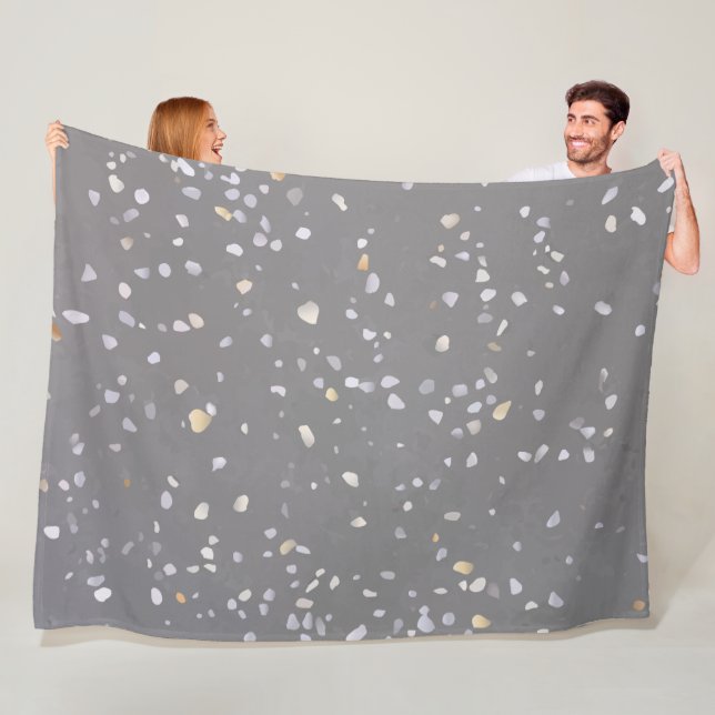 Modern Grått Terrazzo Fleecefilt (På plats)