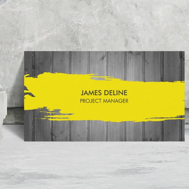 Modern Grått Timber Gult Rand Construction Visitkort (Skapare uppladdad)