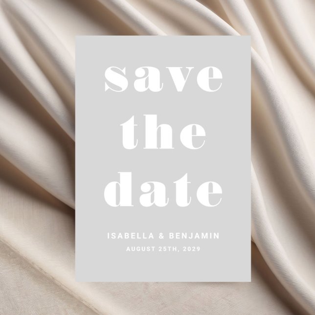Modern Grått Typography Bröllop Spara Datumet (Modern Gray Typography Wedding Save The Date)