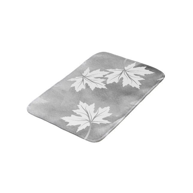 Modern grått-vattenfärg och vit löv badrumsmatta (Vinklad)