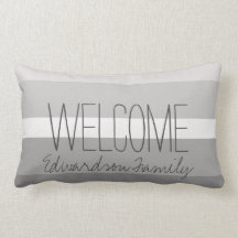 Modern grått vit rand Välkomsthuvud namn